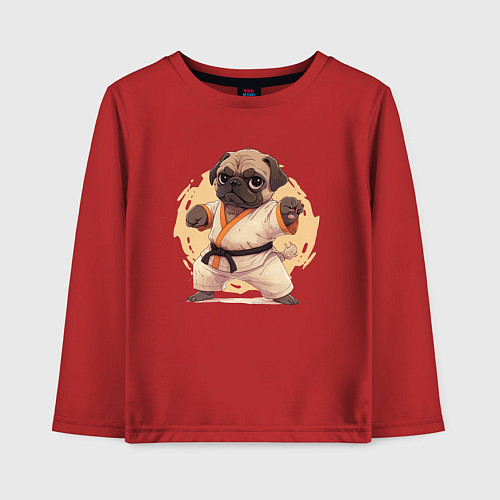Детский лонгслив Карате мопс / Красный – фото 1