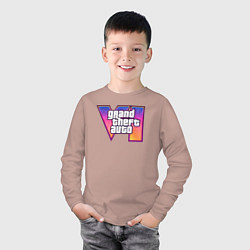 Лонгслив хлопковый детский GTA 6 logo, цвет: пыльно-розовый — фото 2