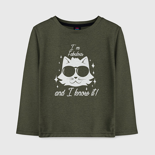 Детский лонгслив Я поразительный и знаю это / Меланж-хаки – фото 1