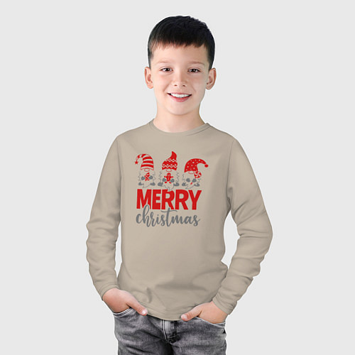 Детский лонгслив Merry Christmas dwarves / Миндальный – фото 3