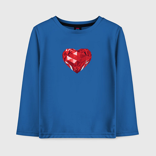 Детский лонгслив Красное рубиновое сердце / Синий – фото 1