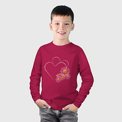 Лонгслив хлопковый детский Сердце в ромашках, цвет: маджента — фото 2