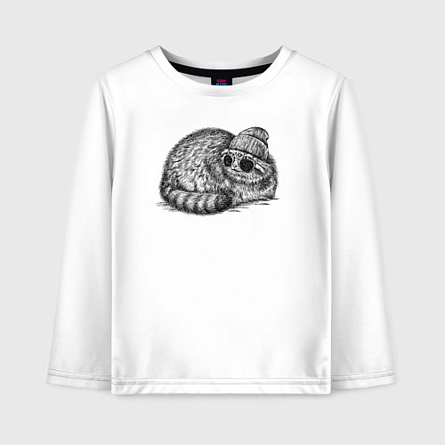 Детский лонгслив Манул модник / Белый – фото 1