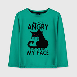 Лонгслив хлопковый детский I am not angry cat, цвет: зеленый