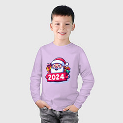 Лонгслив хлопковый детский С Новым 2024 годом, цвет: лаванда — фото 2