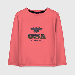 Лонгслив хлопковый детский USA Oldschool, цвет: коралловый