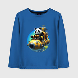 Лонгслив хлопковый детский Панда-подводник, цвет: синий