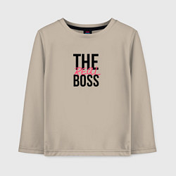 Лонгслив хлопковый детский The real boss, цвет: миндальный