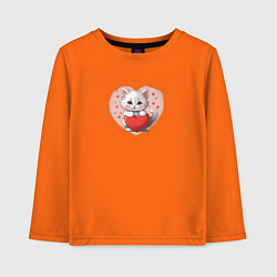 Лонгслив хлопковый детский Мультяшный котенок и сердечко, цвет: оранжевый