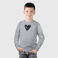 Лонгслив хлопковый детский Рисованное чёрное сердце парное, цвет: меланж — фото 2