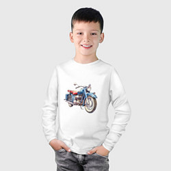 Лонгслив хлопковый детский Ретро мотоцикл олдскул, цвет: белый — фото 2