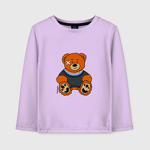 Детский лонгслив Медведь Вова с пластырем / Лаванда – фото 1