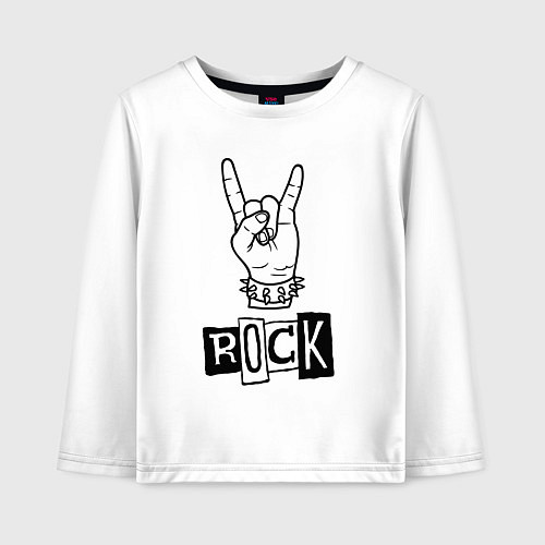 Детский лонгслив Символ рока - коза из пальцев / Белый – фото 1