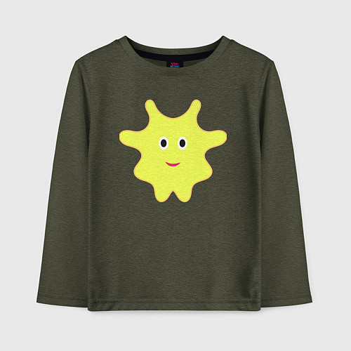 Детский лонгслив Желтый веселый маскот / Меланж-хаки – фото 1