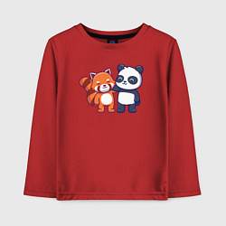Лонгслив хлопковый детский Милые панды, цвет: красный