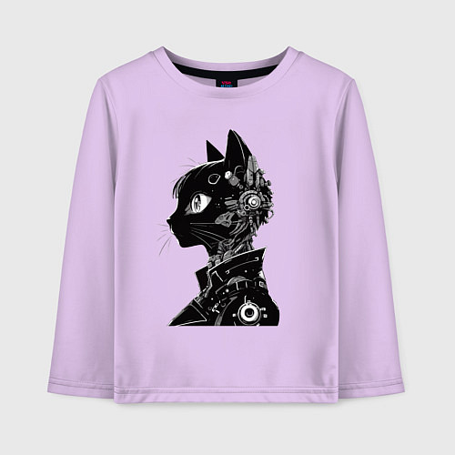 Детский лонгслив Кибер кошечка - аниме / Лаванда – фото 1