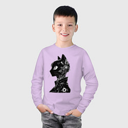 Лонгслив хлопковый детский Кибер кошечка - аниме, цвет: лаванда — фото 2