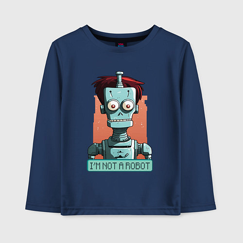 Детский лонгслив Я не робот / Тёмно-синий – фото 1