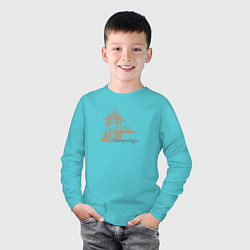 Лонгслив хлопковый детский Екатеринбург символ города, цвет: бирюзовый — фото 2