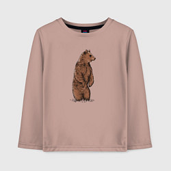 Лонгслив хлопковый детский Медведь бурый стоит, цвет: пыльно-розовый