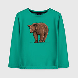 Лонгслив хлопковый детский Бурый медведь гуляет, цвет: зеленый