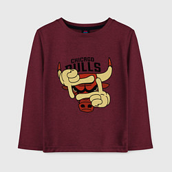 Лонгслив хлопковый детский Bulls logo with hands, цвет: меланж-бордовый