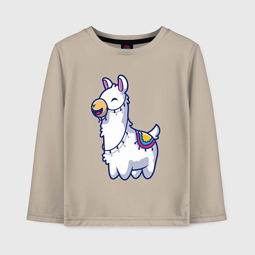 Детский лонгслив Весёлая альпака / Миндальный – фото 1
