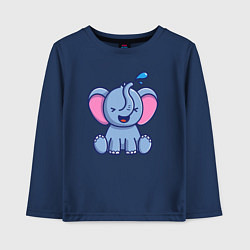 Лонгслив хлопковый детский Радостный слонёнок, цвет: тёмно-синий