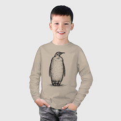 Лонгслив хлопковый детский Пингвин стоит, цвет: миндальный — фото 2