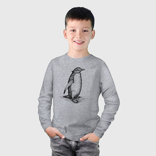 Детский лонгслив Императорский пингвиненок / Меланж – фото 3