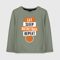 Лонгслив хлопковый детский Eat sleep basketball, цвет: авокадо