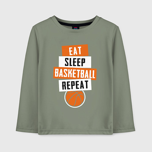 Детский лонгслив Eat sleep basketball / Авокадо – фото 1