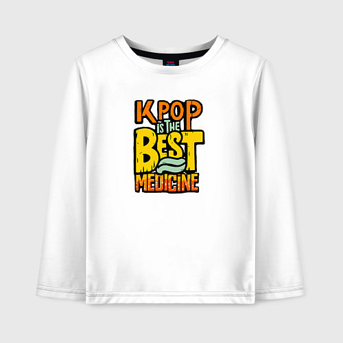 Детский лонгслив K-pop slogan / Белый – фото 1