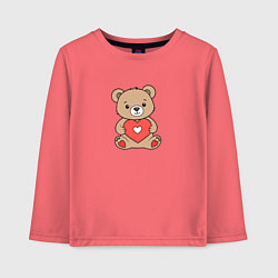 Лонгслив хлопковый детский Медвежонок с сердечком, цвет: коралловый