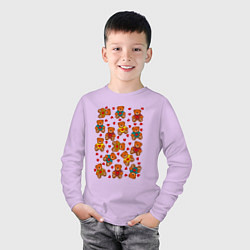 Лонгслив хлопковый детский Мишки в цветных свитерах и сердечки, цвет: лаванда — фото 2