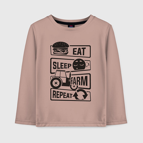 Детский лонгслив Есть спать ферма / Пыльно-розовый – фото 1