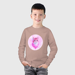 Лонгслив хлопковый детский Кошка с розовым сердечком, цвет: пыльно-розовый — фото 2