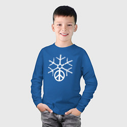 Лонгслив хлопковый детский Peace snow, цвет: синий — фото 2
