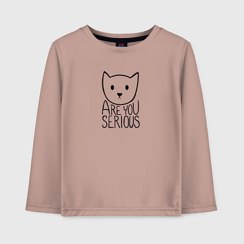 Детский лонгслив Are you serious cat / Пыльно-розовый – фото 1