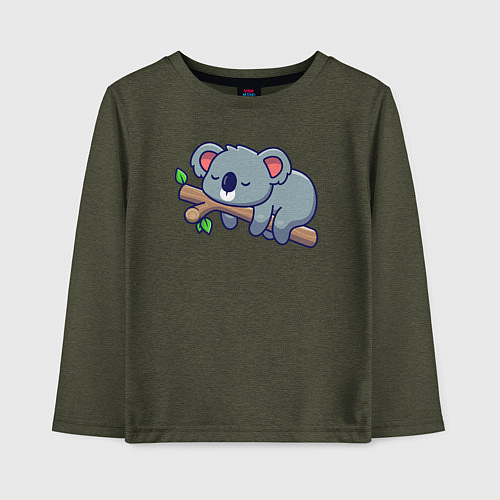 Детский лонгслив Коала на ветке / Меланж-хаки – фото 1