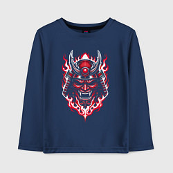Лонгслив хлопковый детский Samurai mask demon, цвет: тёмно-синий