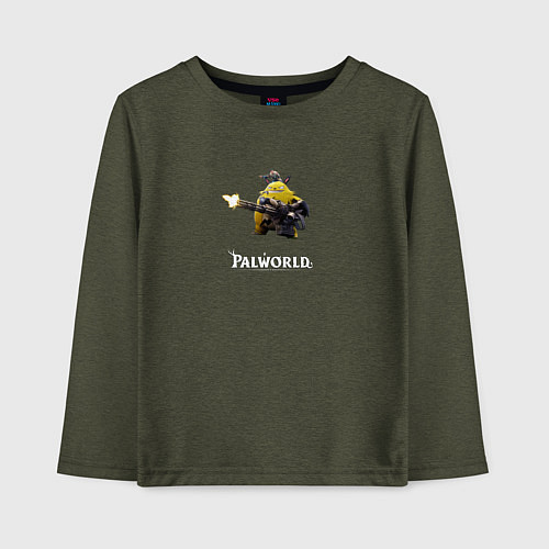 Детский лонгслив Palworld monster logo / Меланж-хаки – фото 1