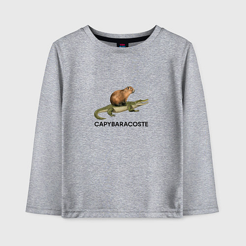 Детский лонгслив Капибара на крокодиле пародия / Меланж – фото 1