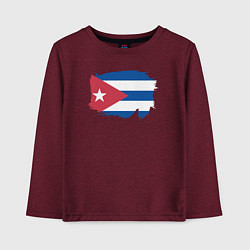 Лонгслив хлопковый детский Флаг Кубы, цвет: меланж-бордовый