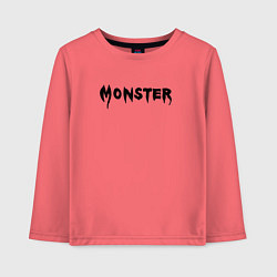 Лонгслив хлопковый детский Monster black, цвет: коралловый
