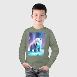 Лонгслив хлопковый детский Прикольный милый медвежонок, цвет: авокадо — фото 2