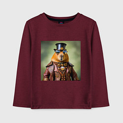 Детский лонгслив Мем капибара в очках в стиле стимпанк