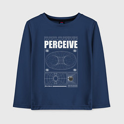 Лонгслив хлопковый детский Perceive streetwear, цвет: тёмно-синий
