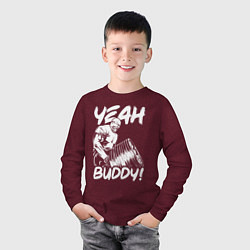 Лонгслив хлопковый детский Ронни Коулман, цвет: меланж-бордовый — фото 2