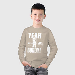 Лонгслив хлопковый детский Yeah buddy - Ронни Коулман, цвет: миндальный — фото 2